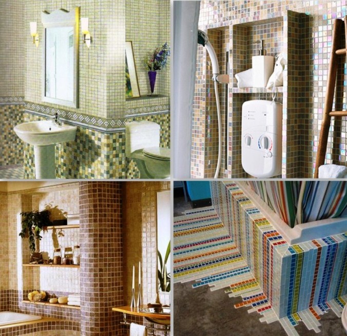 Реставрация ванной комнаты: отделка стен мозаикой